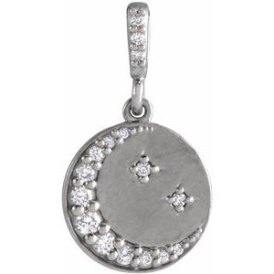 Sterling Silver 1/10 CTW Natural Diamond Crescent Moon Pendant