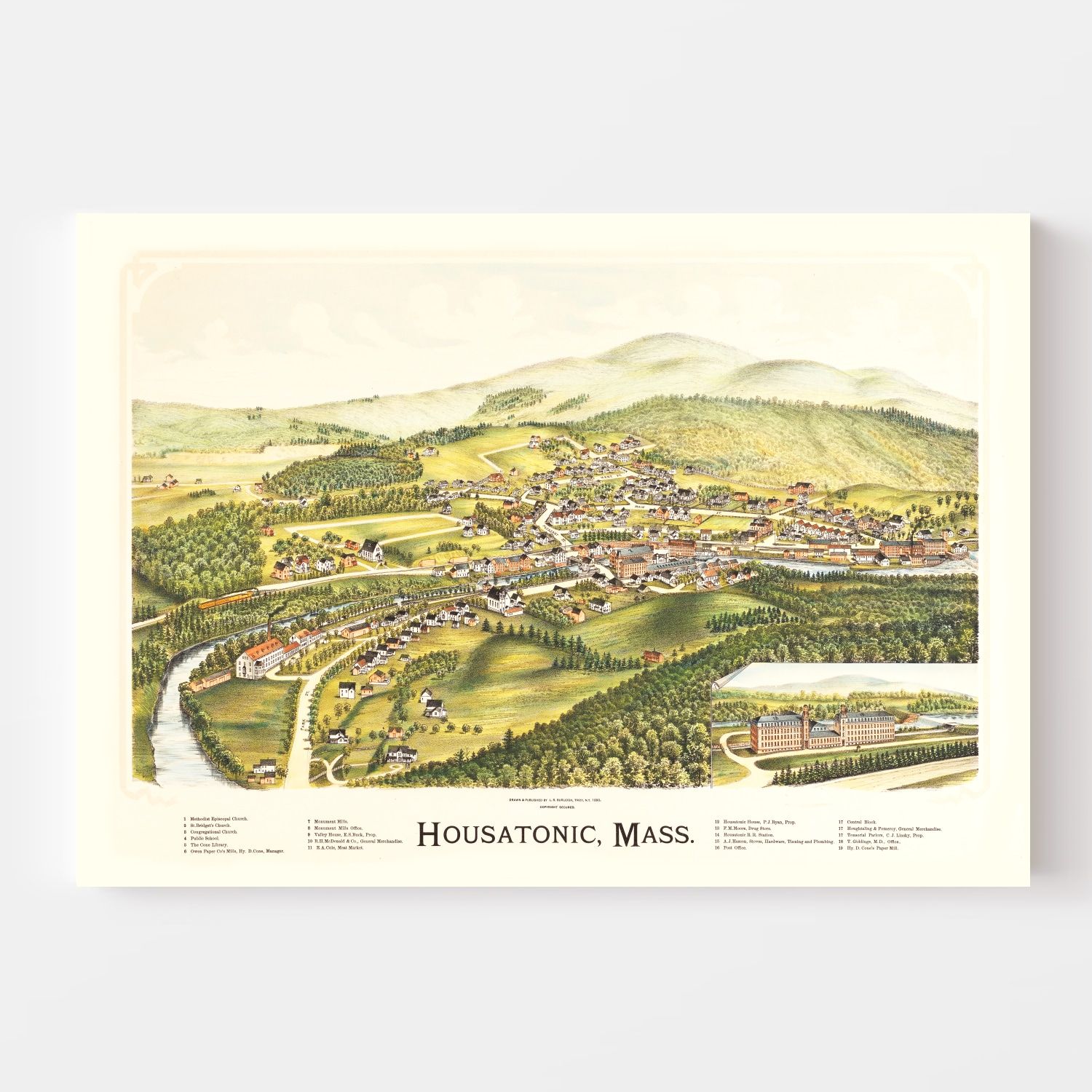 Vintage Map of Housatonic, Massachusetts 1890