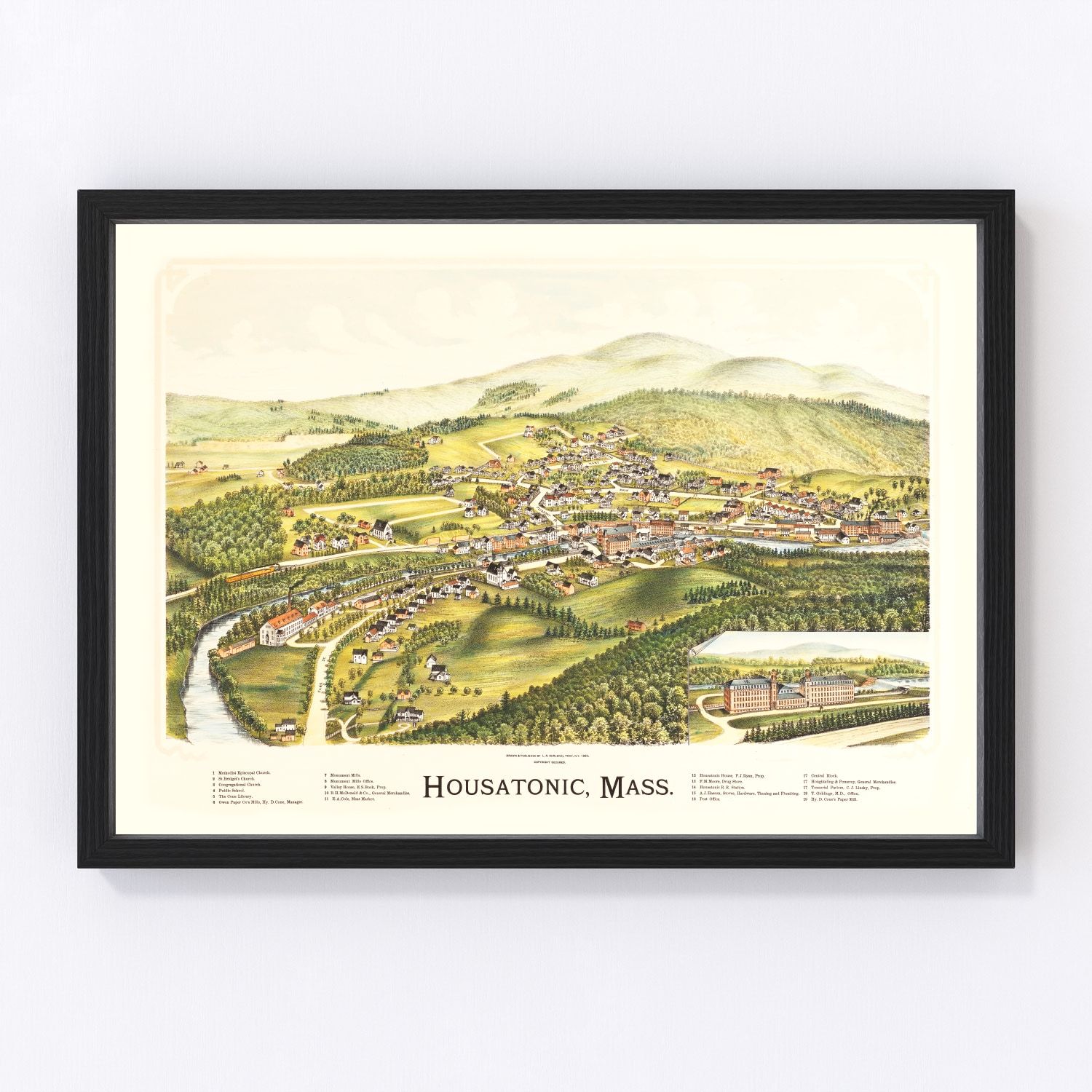Vintage Map of Housatonic, Massachusetts 1890