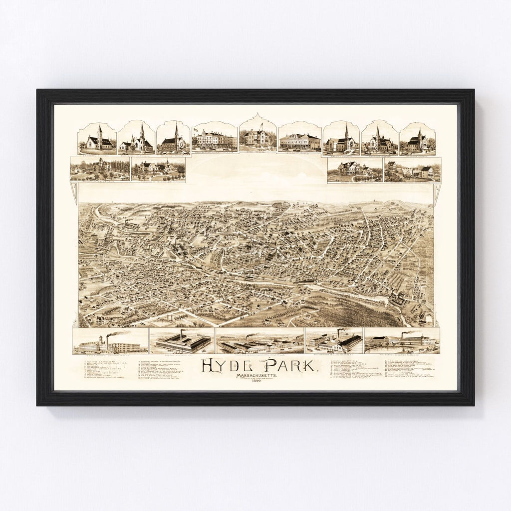 Vintage Map of Hyde Park, Massachusetts 1890