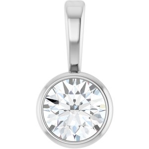 14K White Gold 1/6 CT Natural Diamond Bezel-Set Solitaire Pendant