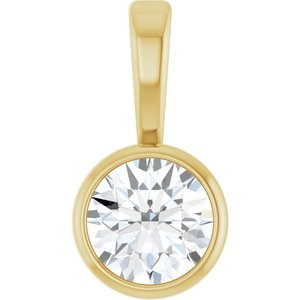 14K Yellow 1/6 CT Natural Diamond Bezel-Set Solitaire Pendant