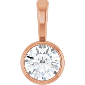 14K Rose Gold 1/6 CT Natural Diamond Bezel-Set Solitaire Pendant