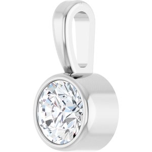 14K White 1/6 CT Natural Diamond Bezel-Set Solitaire Pendant