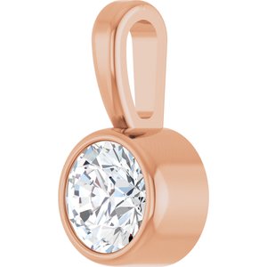 14K Rose 1/6 CT Natural Diamond Bezel-Set Solitaire Pendant
