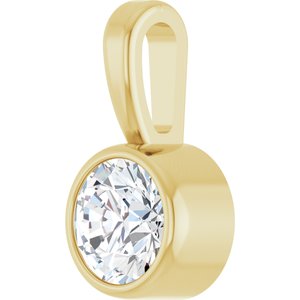 14K Yellow Gold 1/6 CT Natural Diamond Bezel-Set Solitaire Pendant