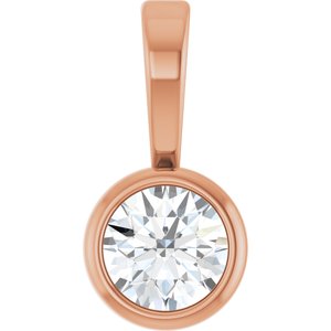 14K Rose .06 CT Natural Diamond Bezel-Set Solitaire Pendant