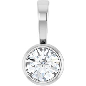 14K White .06 CT Natural Diamond Bezel-Set Solitaire Pendant