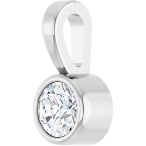 14K White .06 CT Natural Diamond Bezel-Set Solitaire Pendant