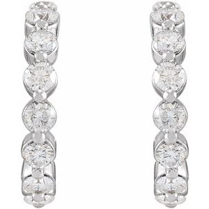 Platinum 3/4 CTW Natural Diamond 12.7 mm Hoop Earrings – image 2