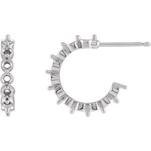 14K White Gold 2.2 mm Round 14.5 mm Hoop Earring Mounting – image 2