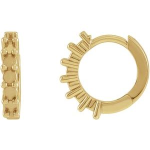 18K Yellow Gold 2 mm Round Cabochon 12.2 mm Hoop Earring Mounting