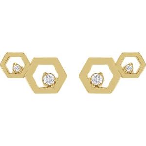 14K Yellow Gold .08 CTW Natural Diamond Honeycomb Earrings – image 2