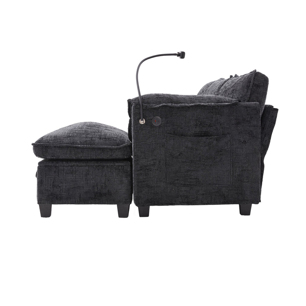 UNITED WE WIN 112' Oversized Sectional Sofa Cloud Couch for Living Room, Modern Chenille L Shaped Couch, Comfy Boucle Modular Sofa Sleeper with Movable Storage Ottoman, Phone Holder, USB Charging Port