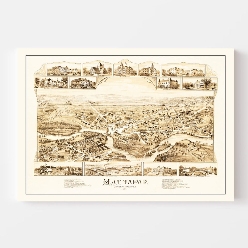 Vintage Map of Mattapan, Massachusetts 1890