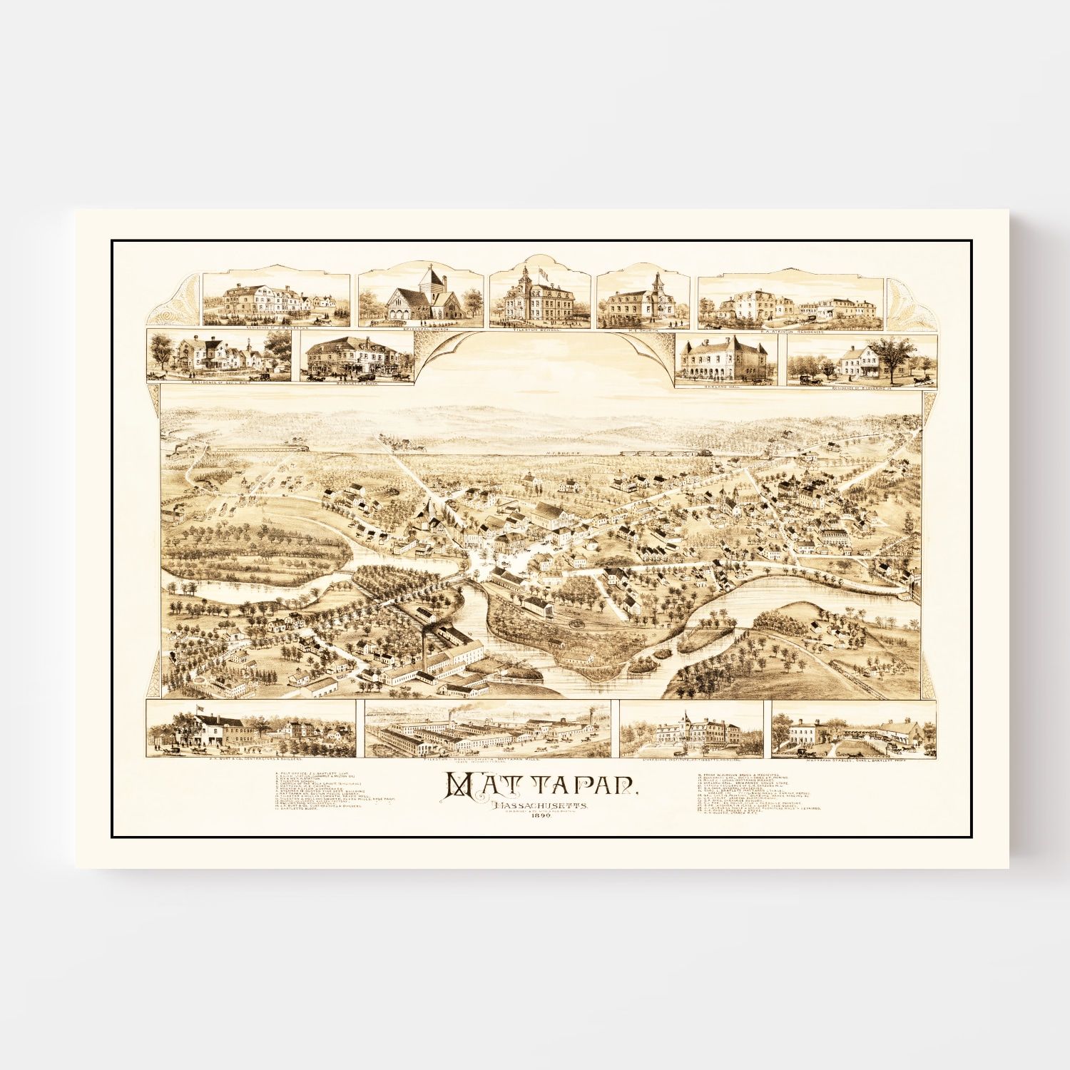Vintage Map of Mattapan, Massachusetts 1890