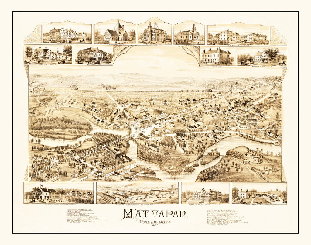 Vintage Map of Mattapan, Massachusetts 1890