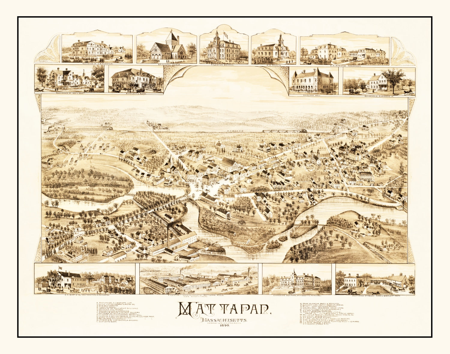 Vintage Map of Mattapan, Massachusetts 1890
