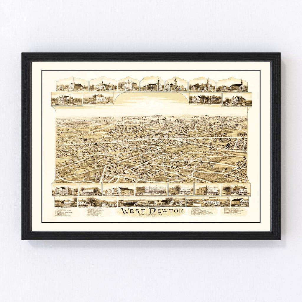 Vintage Map of West Newton, Massachusetts 1890