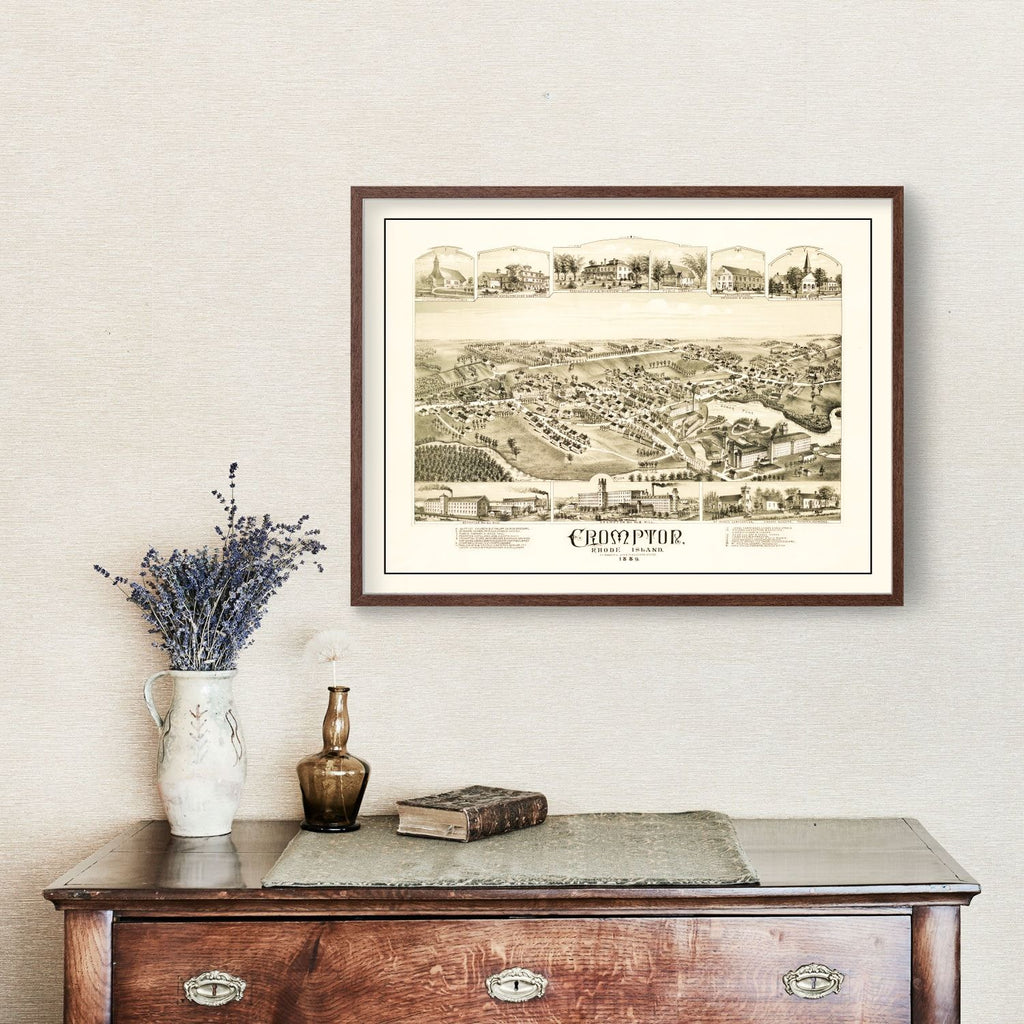 Vintage Map of Crompton, Rhode Island 1889