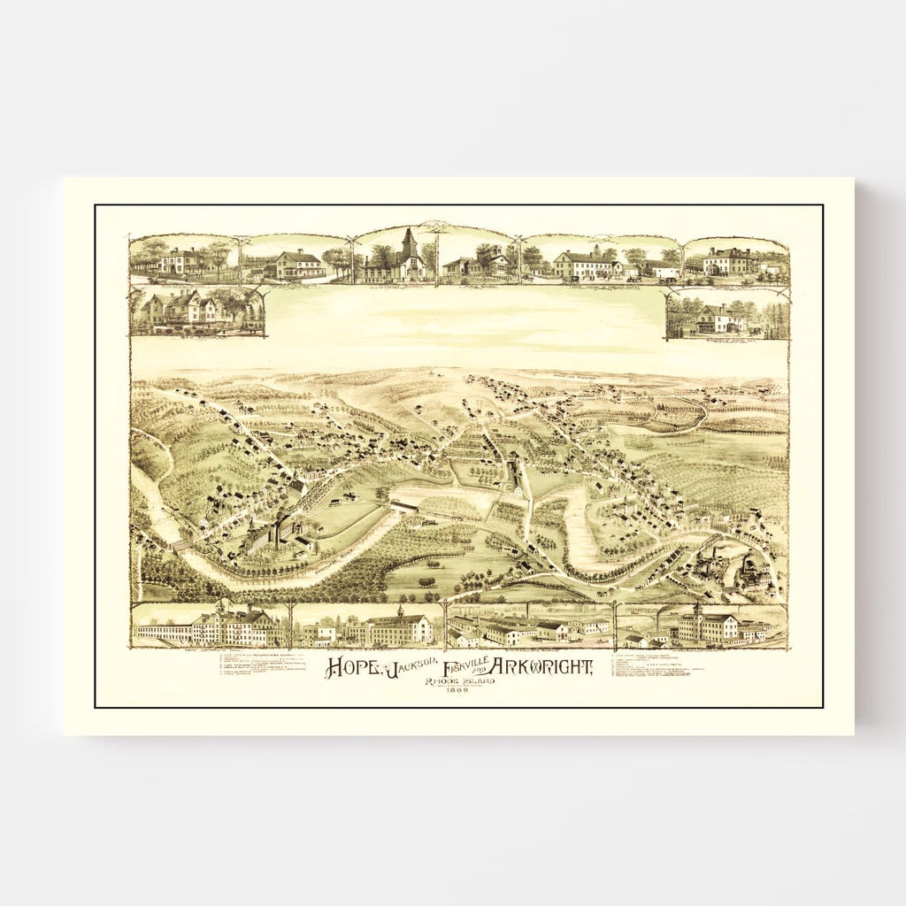 Vintage Map of Hope, Rhode Island 1889