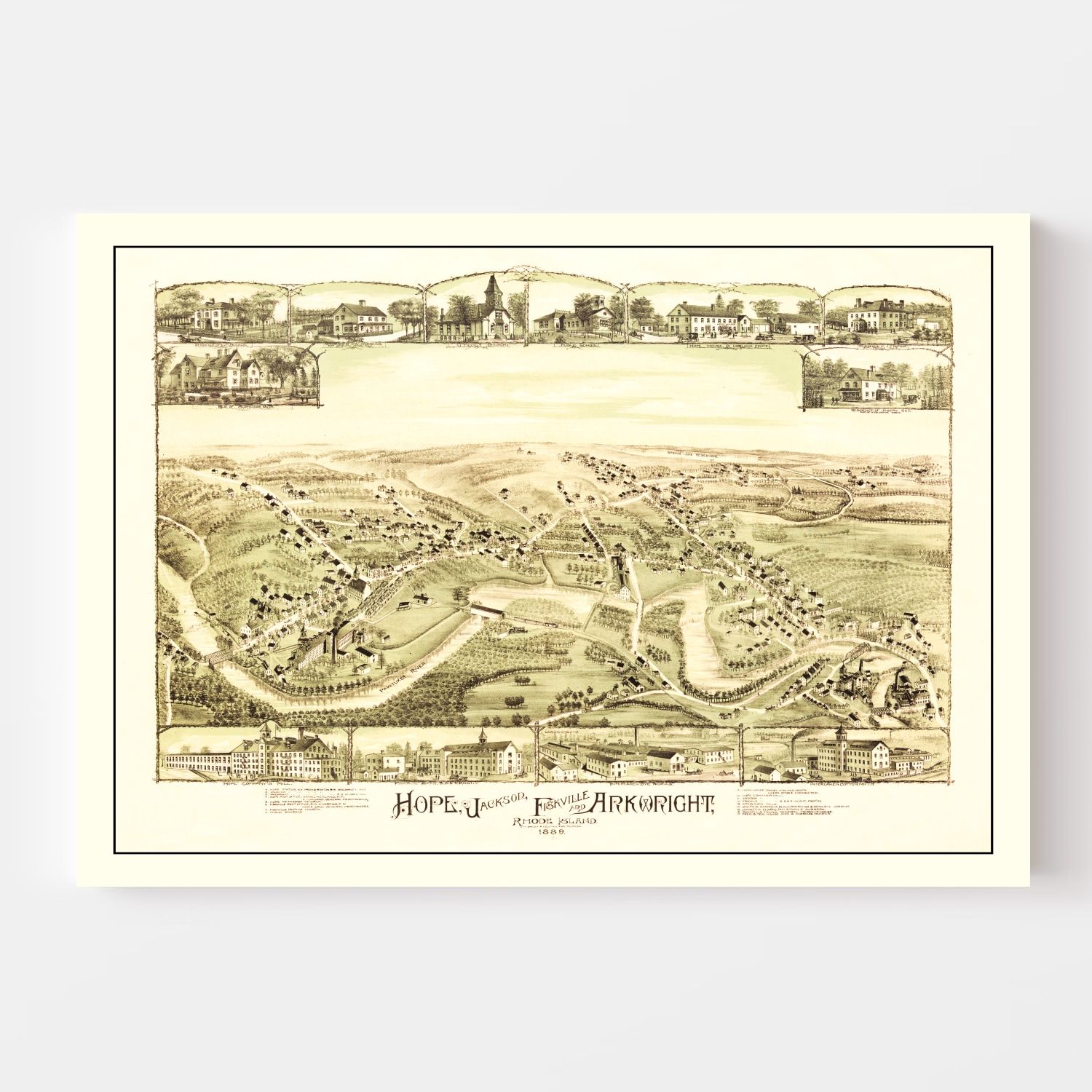 Vintage Map of Hope, Rhode Island 1889