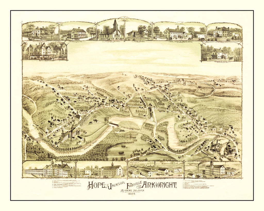 Vintage Map of Hope, Rhode Island 1889