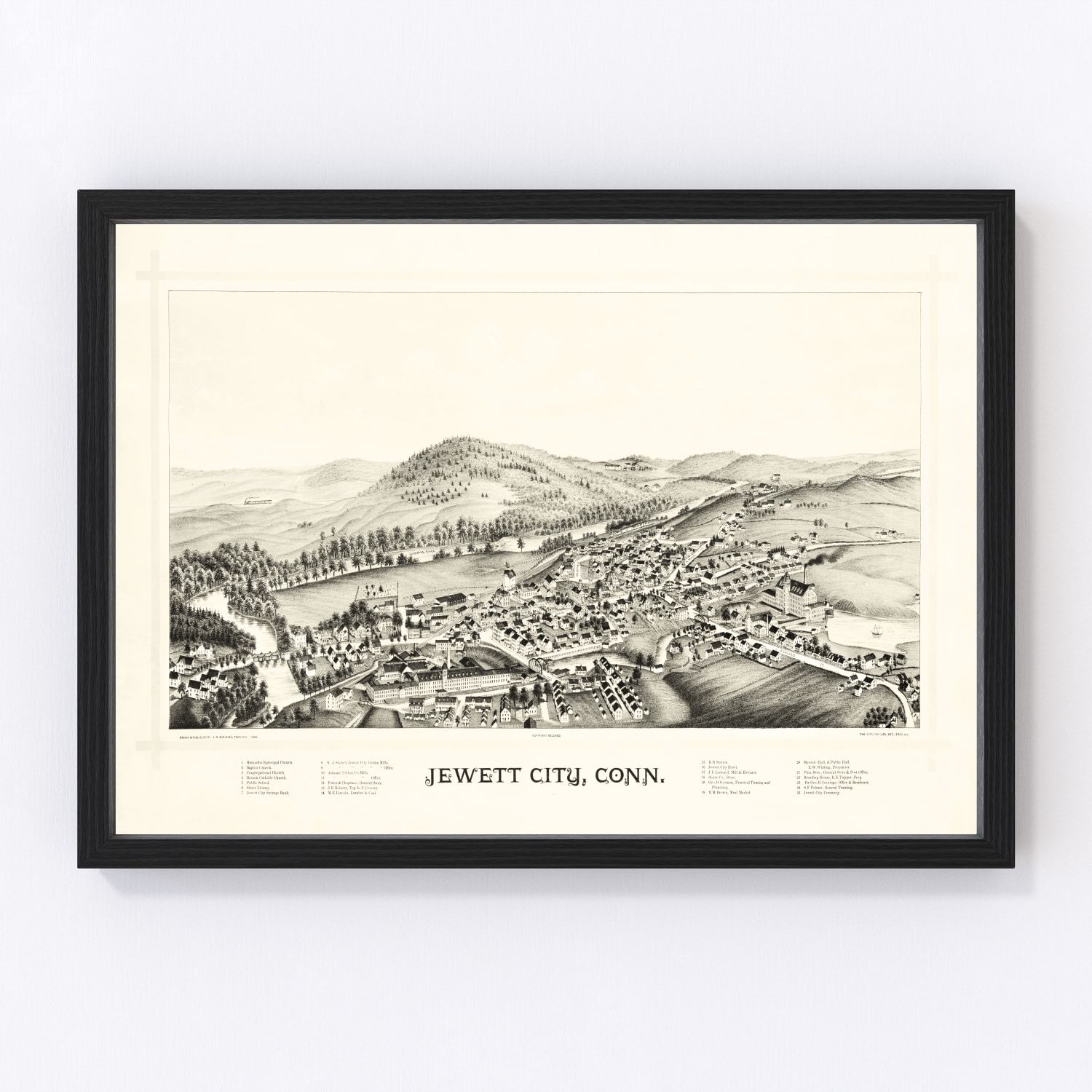 Vintage Map of Jewett City, Connecticut 1889