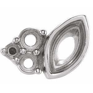 14K White Gold 4x2 mm Marquise Bezel-Set Right Earring Mounting – image 2