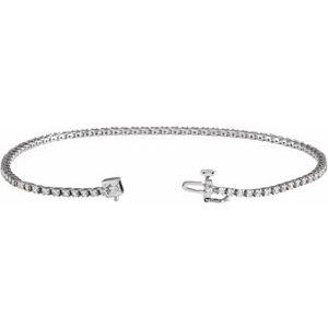 14K White Gold 1 CTW Natural Diamond Line 7 1/4" Bracelet – image 2