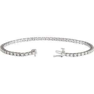 14K White Gold 3 CTW Natural Diamond Line 7 1/4" Bracelet – image 2