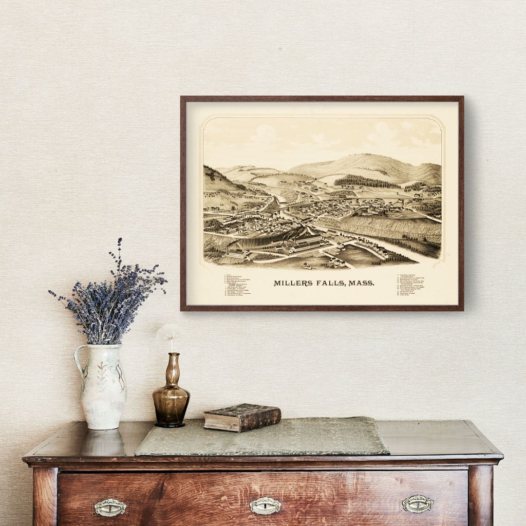 Vintage Map of Millers Falls, Massachusetts 1889