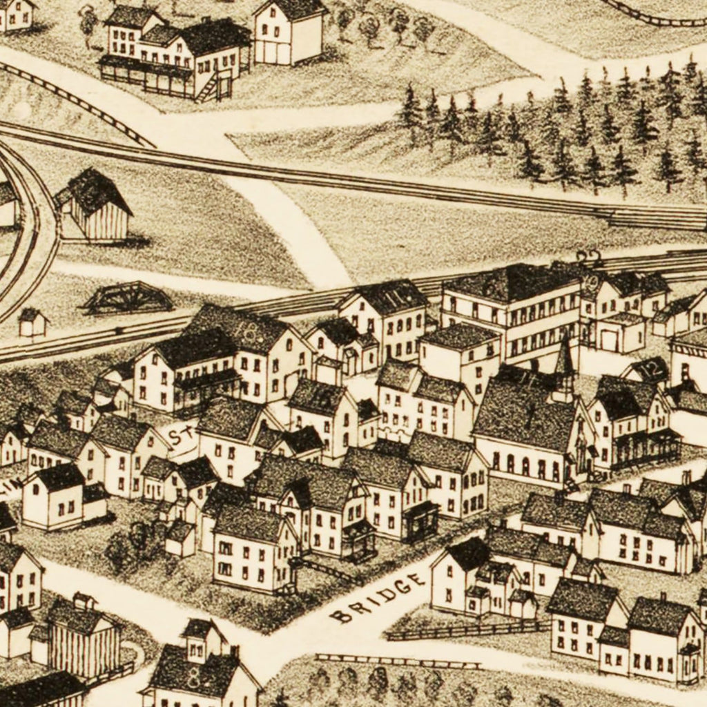 Vintage Map of Millers Falls, Massachusetts 1889