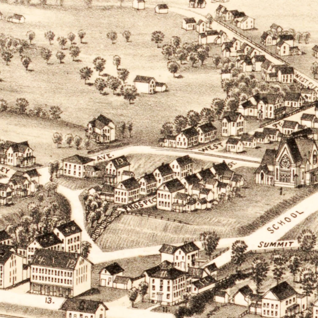 Vintage Map of Mittineague, Massachusetts 1889