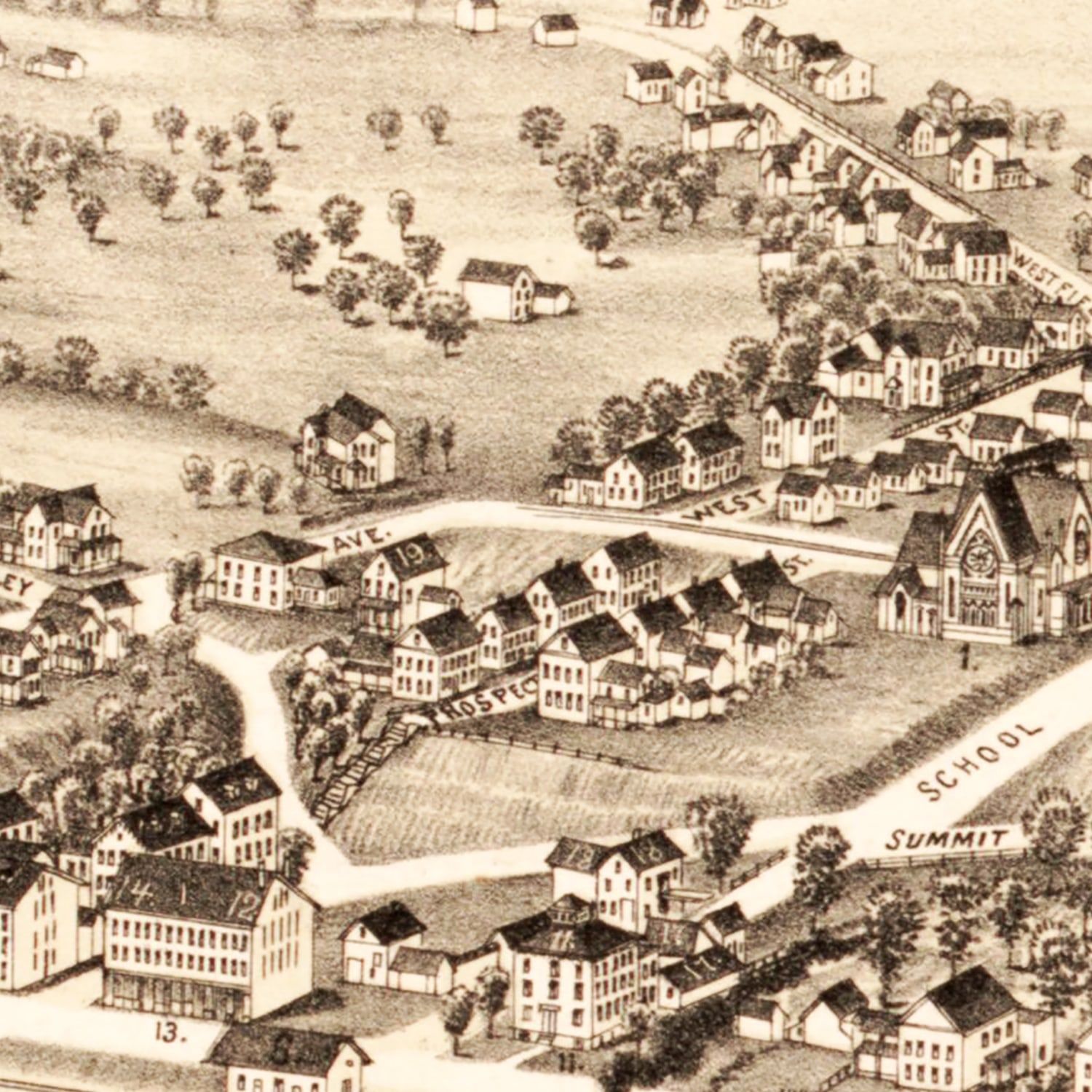 Vintage Map of Mittineague, Massachusetts 1889