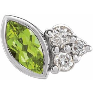 14K White Gold Natural Peridot & .03 CTW Natural Diamond Left Earring