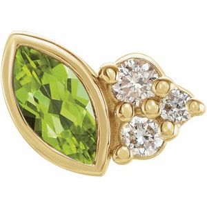 14K Yellow Gold Natural Peridot & .03 CTW Natural Diamond Left Earring