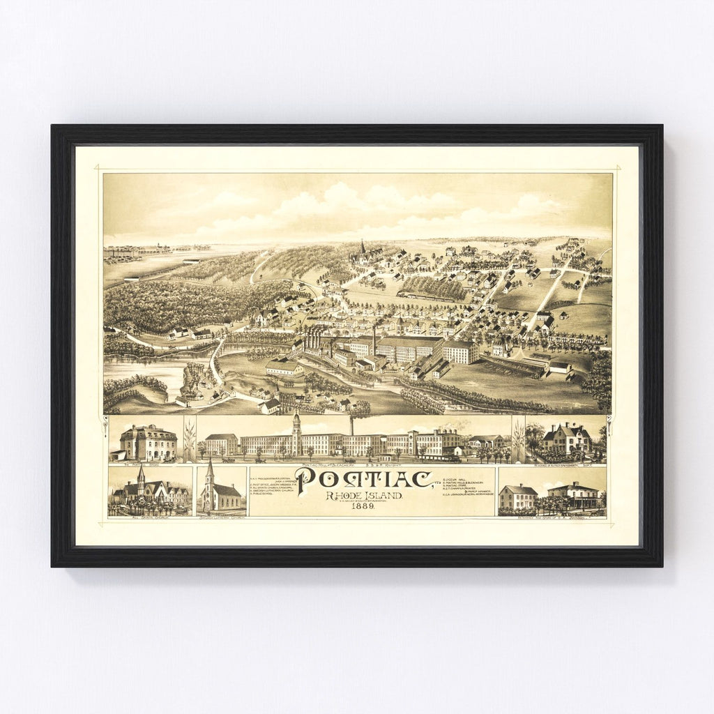 Vintage Map of Pontiac, Rhode Island 1889
