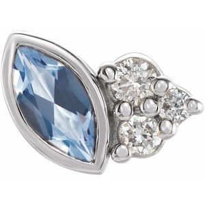 14K White Gold Natural Aquamarine & .03 CTW Natural Diamond Left Earring