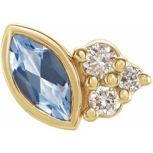 14K Yellow Gold Natural Aquamarine & .03 CTW Natural Diamond Left Earring