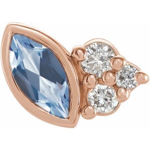 14K Rose Gold Natural Aquamarine & .03 CTW Natural Diamond Left Earring