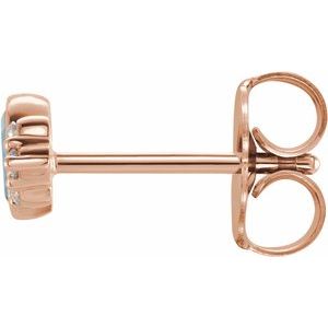 14K Rose Gold Natural Aquamarine & .03 CTW Natural Diamond Left Earring
