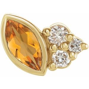 14K Yellow Gold Natural Citrine & .03 CTW Natural Diamond Left Earring