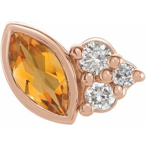 14K Rose Gold Natural Citrine & .03 CTW Natural Diamond Left Earring