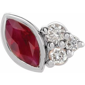 14K White Gold Lab-Grown Ruby & .03 CTW Natural Diamond Left Earring
