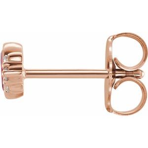 14K Rose Gold Natural Ruby & .03 CTW Natural Diamond Left Earring
