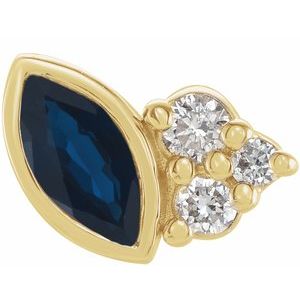 14K Yellow Gold Natural Blue Sapphire & .03 CTW Natural Diamond Left Earring