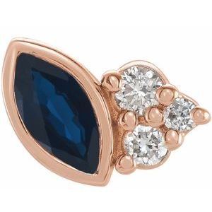 14K Rose Gold Natural Blue Sapphire & .03 CTW Natural Diamond Left Earring