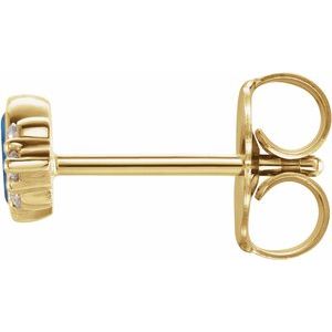 14K Yellow Gold Natural Blue Sapphire & .03 CTW Natural Diamond Left Earring – image 2