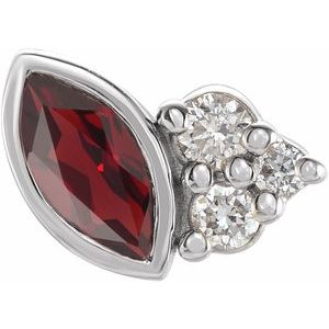 Sterling Silver Natural Mozambique Garnet & .03 CTW Natural Diamond Left Earring